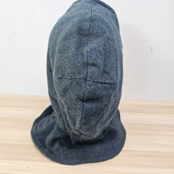 Vintage Hoodie Hat Womens Blue Reversible Patchwork Wool 